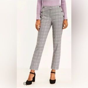 LOFT Riviera Slim Pant in Black and Burgundy Plaid